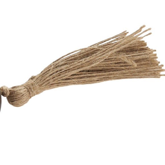 DecMode Handmade Round Large Bead Black Mango Wood Garland Jute Tassel 63” - Picture 4 of 6